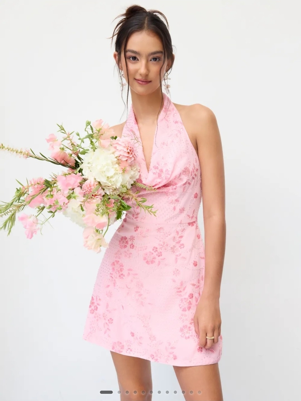Cider Pink One-Shoulder Floral Mini Dress - Picture 3 of 4